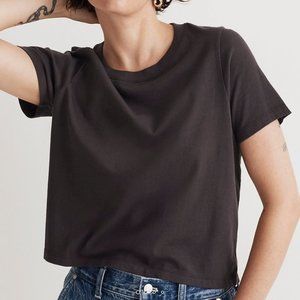 NWT Madewell Softfade Cotton Boxy-Crop Tee, Coal Size M